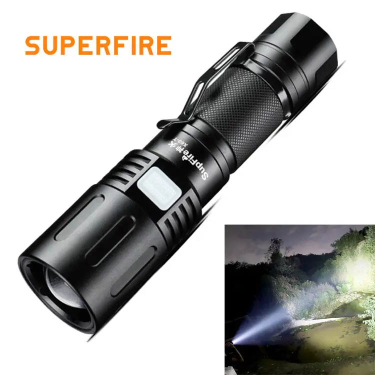 Lanterna LED recarregável poderosa e impermeável para caça, lanterna EDC com bateria 18650