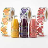 Rouleau d'adhésif Bopp vinyle transparent imperméable pour étiquettes de bouteilles de jus de fruits, étiquettes personnalisées imprimées en couleur pour jus de mangue