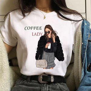 Camiseta Informal para Mujer Coffee Girl, Nueva Camiseta Negra para Chica, Cuello Redondo, Estilo Y2K Harajuku, Moda de los 90, <span class=keywords><strong>Ropa</strong></span> de Manga Corta, Envío Directo - Product Image 4