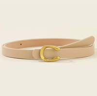 Ceinture fine vintage HQ en alliage de zinc noir avec texture classique effet crocodile et boucle triple anneau entrelacée en or poli