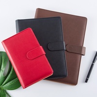 Porte-documents A5 noir pour entreprise avec logo, carnet à 6 anneaux marron, carnet à feuilles mobiles A6 avec fermeture magnétique