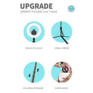 L06 lungo selfie stick con anello da 8 pollici con luce tutto in uno per selfie - Product Image 2