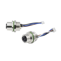 Conectores M12 Hembra 8 pines Terminal Arnés de cables Enchufes de cable de aviación Montaje en panel M12 Conector impermeable codificado en X con cable