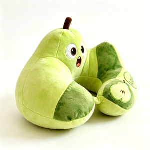 Customized Pear shaped U travel <b>neck</b> <b>pillow</b> plush Green cartoon pear plush <b>neck</b> support <b>pillow</b> Fruit U-shaped airplane travel - Product Image 2