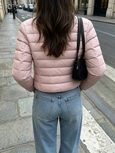 Trendy <b>Women</b> <b>Lightweight</b> Quilted <b>Jacket</b> Round Collar Single Breasted Short Winter Outerwear Casual Daily Slim Fit Warm Coat - Product Image 3