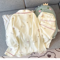 Luxe haut de gamme dames pyjamas automne hiver dessin animé à manches longues amour papillon maison vêtements respirant