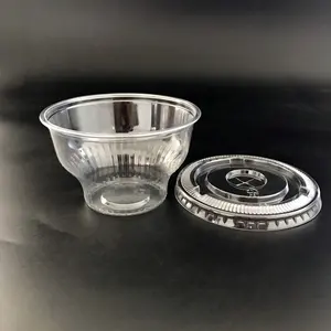 KD-8oz-98mm Transparent Small Plastic Cup For Jelly Pudding Smoothie Ice Cream