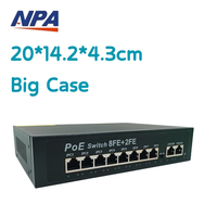 Conmutador Ethernet POE ANPA AP-1028PE de 10 Puertos 10/100Mbps, 2 Uplinks, Protección contra Rayos de 6KV, Extensión de 250m, SNMP, Capacidad de 2.0Gbps, QoS