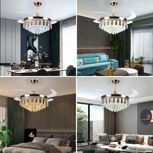 Lámpara de Techo Moderna con Ventilador de Cristal, Estilo Vintage, para Sala de Estar o Dormitorio, Ventilador de Techo Residencial con Luz - Product Image 3