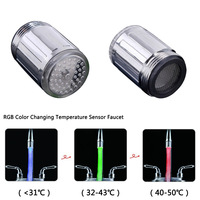 Robinet d'eau LED avec lumière, cuisine, salle de bain, douche, robinet, buse, tête, 7 couleurs changeantes, capteur de température, lumière LED pour robinet