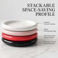 Assiette à dessert ronde minimaliste de 8 pouces, couleur unie, design bombé, pour la maison, les fêtes et le thé de l'après-midi
