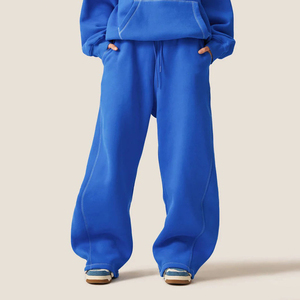 Conjunto Deportivo Unisex Azul con Capucha, Pantalones Largos, 100% Algodón, Corte Holgado, Estilo Casual Lavado para Otoño - Product Image 5