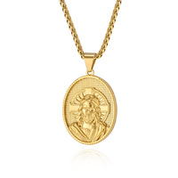 Factory Spot Wholesale 14Pcs Collier pendentif en acier inoxydable tridimensionnel Saint européen et américain