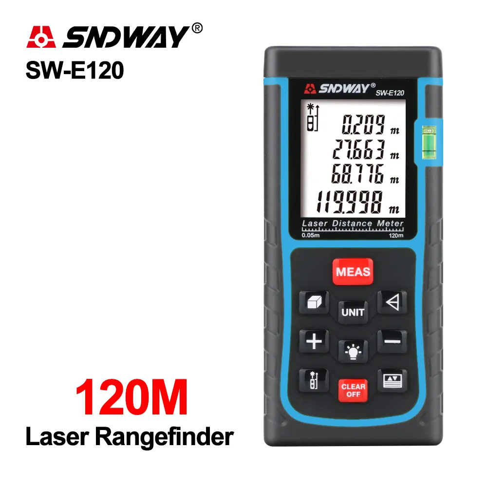 SNDWAY Numérique Télémètre De Télémètre Laser Télémètre Outil Ruban Trena Règle Testeur 120m Mesure Laser SW-E120