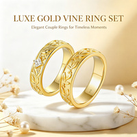 Eleganter Vintage-Weizenmuster-Paarring Modischer Herren- & Damenring aus 925 Sterling Silber Vergoldet Verlobungs- und Ehering - Geschenk