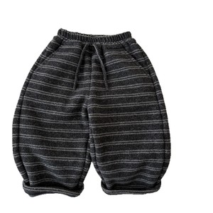 Tongxingyuan Childrens Fleece Lined Pants Gray Black Stripe Knitted Straight Leg Autumn Winter Boys Casual Long Pants - Product Image 5