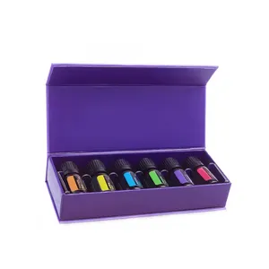 Produttore di scatole di lusso viola magnetiche rigide scatola di carta da tè regalo con Logo personalizzato scatola di imballaggio rigida per bottiglie di lusso per la cura della pelle