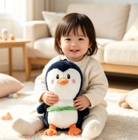 Peluche personnalisée pingouin en tissu doux, créature antarctique, compagnon d'hiver, animal à câliner, mascotte personnalisable