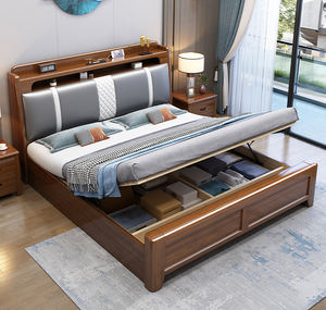 <span class=keywords><strong>Lit</strong></span> en <span class=keywords><strong>bois</strong></span> <span class=keywords><strong>de</strong></span> grand format en <span class=keywords><strong>bois</strong></span> massif <span class=keywords><strong>de</strong></span> noyer double beauté avec boîte <span class=keywords><strong>de</strong></span> rangement moderne simple et Offre Spéciale bon marché - Product Image 4