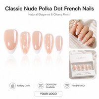 YD13 Kaixin Factory Faux ongles à presser réutilisables longueur française, 30 pièces, motif pois, forme amande, vente en gros pour fournisseurs d'articles de nail art