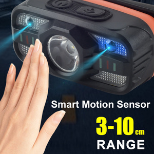 Lampe frontale à capteur de mouvement Type-C USB LED Lumière blanche et rouge 6 modes de puissance Lampes frontales extérieures 500mAh Phare de camping en plastique ABS - Product Image 4