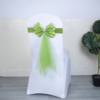 Décoration de mariage élastique Accessoires de fête Tulle Gland Chaise Ceintures Satin Noeud Papillon Or Chaise Ceintures Bandes de Chaise