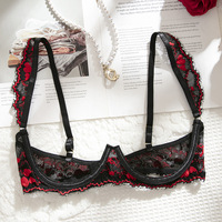 Lingerie Seksi Push Up Tanpa Kawat Bra Tanpa Cup Set Pakaian Dalam Wanita Ukuran Besar Bra Berenda Bordir Tanpa Tali Celana Dalam Tanpa Kawat