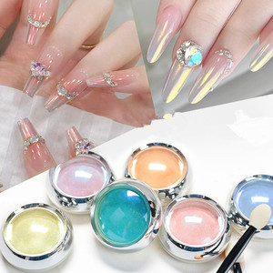 เจลทาเล็บเมอร์เมดแบบจุ่มสีออโรร่าอะคริลิคสำหรับทำเล็บมือ ชุด 6 กระปุก ขายส่ง พร้อมสีเมทัลลิกมิเรอร์หลากสี - Product Image 4