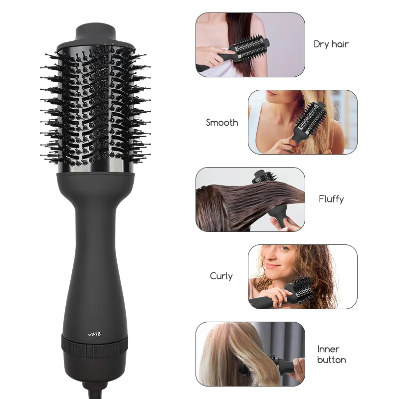 Outils de coiffure en une étape 4 en 1, Styler professionnel Salon brosse à Air chaud peigne à cheveux lisseur sèche-cheveux électrique avec peigne