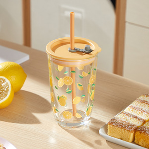 Gobelet à paille en verre personnalisé Hxglass, motif fruits, populaire sur Instagram, portable, <span class=keywords><strong>pour</strong></span> voyage, avec paille, <span class=keywords><strong>pour</strong></span> coffret cadeau commercial - Product Image 2