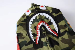 2025 Top Quality Bathing Ape Camo <strong>Shark</strong> Zip up Hoodies 100% Cotton Sweatshirt Men Women Unisex Streetwear Full Zip Bapees Hoodie - Product Image 6