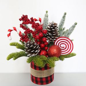 35Cm Bureau Mini Simulation Petit Arbre Rempotage Décorations De Noël Pe Pomme De Pin Bonbons Béquille - Product Image 2