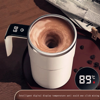 Température à affichage numérique Tasse à café de voyage en acier inoxydable Tasse électrique intelligente auto-agitante avec couvercle Cadeau de nouveauté
