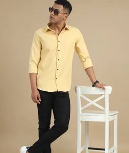 Chemise pour homme 100% coton coupe régulière, col mince, respirant, teint uni, tricoté, simple boutonnage, fermeture 3D ODM - Product Image 3