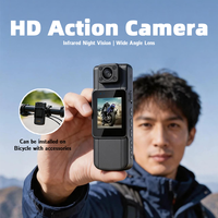 Mini Cámara de Acción HD para Vlogs, Pantalla IPS de 1.5 Pulgadas, 1080P, Gran Angular de 130°, Resistente al Agua, Cámara Deportiva Portátil, Grabadora para Exteriores