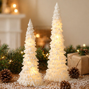 Décorations de Noël scintillantes blanches en gros d'usine, mini <span class=keywords><strong>sapin</strong></span> artificiel lumineux à LED, décoration de table de Noël - Product Image 2