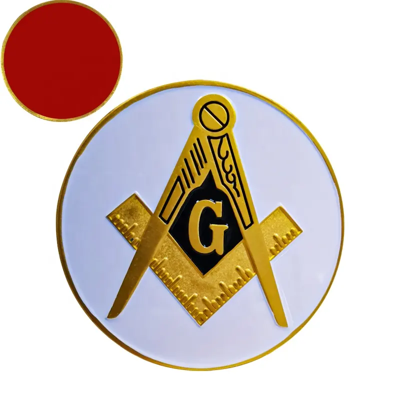 Customization Masonic logo soft enamel gold plated 3D metal epoxy car emblem