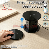 Prise de courant escamotable avec 4 prises AC, chargeur sans fil 15W, USB-C, USB-A, à charge lente, encastrable pour table, pour cuisine et bureau (normes UK, EU, US)