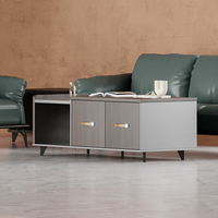Table basse ronde en bois convertible minimaliste moderne avec rangement pour le bureau à domicile ou le salon