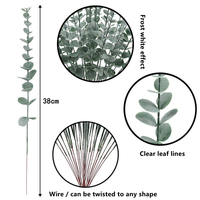 Enkele Eucalyptus Bladstengel Gesimuleerde Groene Plant Outdoor Diy Bloem Wanddecoratie Familie Verzamelen Kerst Kunstmatige