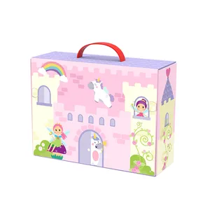 Portable House Children's Role Play Puzzle Play House Foldable Design Princess Castle Theme Toys Castle Play Box