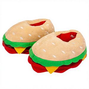 Chaussons chauds et antidérapants pour femme, doublure en fourrure, semelle intermédiaire en PVC, semelle extérieure en EVA, motif hamburger, frites, pizza, pain, pour la maison - Nouvelle collection automne - Product Image 4