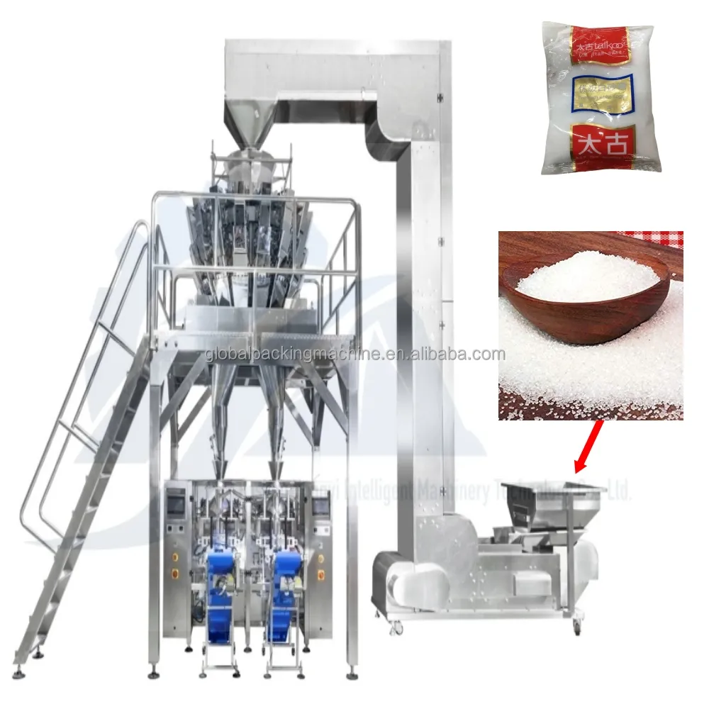 Zuckers alz korn Reis bohnen Kapsel Wiegen und Versiegeln Voll automatische vertikale Granulat volumet rische Kaffee füll maschine
