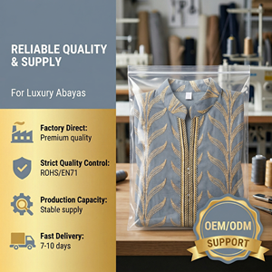 Vestido Abaya Cerrado por Delante con Bordado para Mujer, Largo, para Ocasiones Especiales - Product Image 6