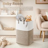 Grand panier tressé 60L en corde de coton, panier à linge, bac de rangement pour jouets de bébé, décoration bohème, rangement pour vêtements sales