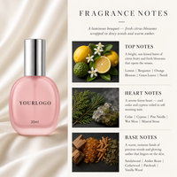 Flacon de parfum féminin sur mesure OEM ODM, marque privée, parfum floral longue tenue, fabrication sur mesure pour femmes, niche, MOQ 500 pièces.