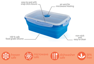 Collapsible Silicone Food <b>Storage</b> Container Reusable Flat Stacks Silicone Folding Lunch <b>Box</b> - Product Image 2