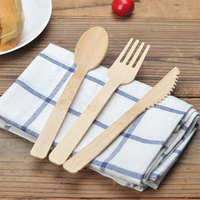 Ensemble de couverts en bambou biodégradable de 170 mm, couverts en bambou jetables, vaisselle biodégradable pour les fêtes et le camping