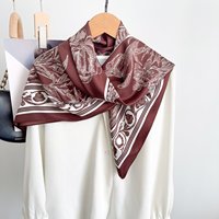 Nouvelle Écharpe Marron Style Western en Soie Sergée 90cm, Simple et Luxe Léger, Plusieurs Styles Disponibles
