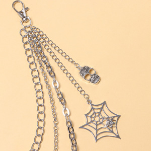 โซ่คล้องกางเกงโลหะรูปหัวกะโหลก สีเงินทิเบต หลายชั้น สไตล์โกธิค ลายใยแมงมุม สำหรับใส่ลำลองสไตล์ฮิปฮอป - Product Image 4
